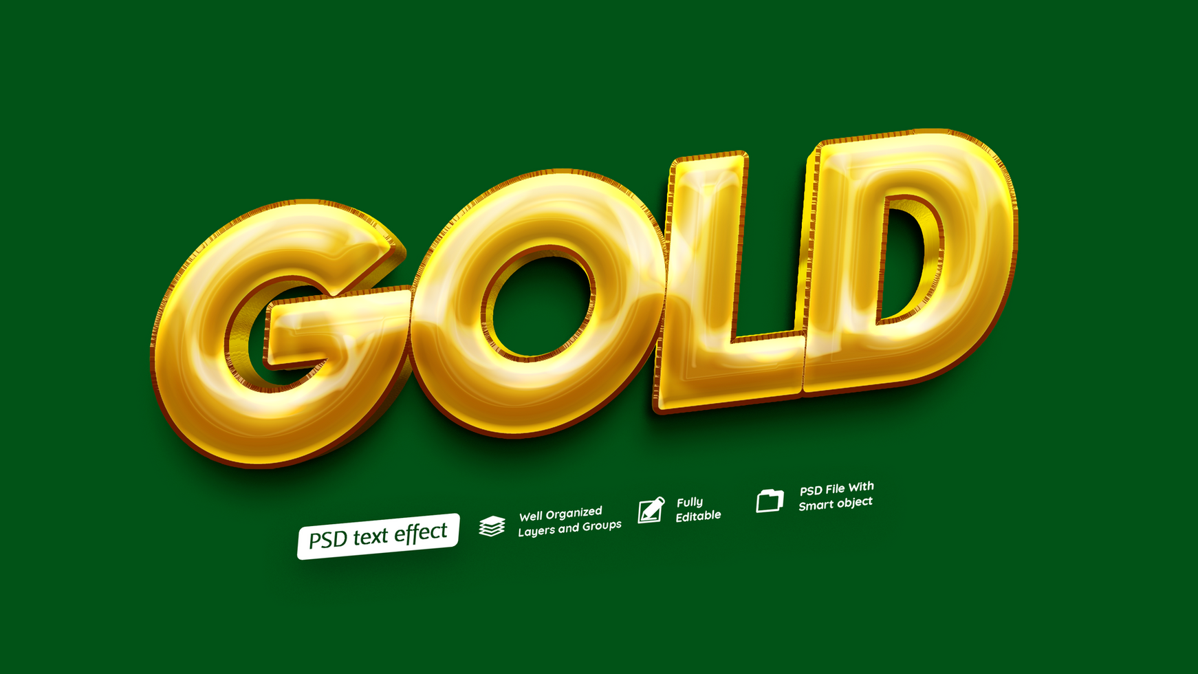 Gold 3D embossed Text Effect psd