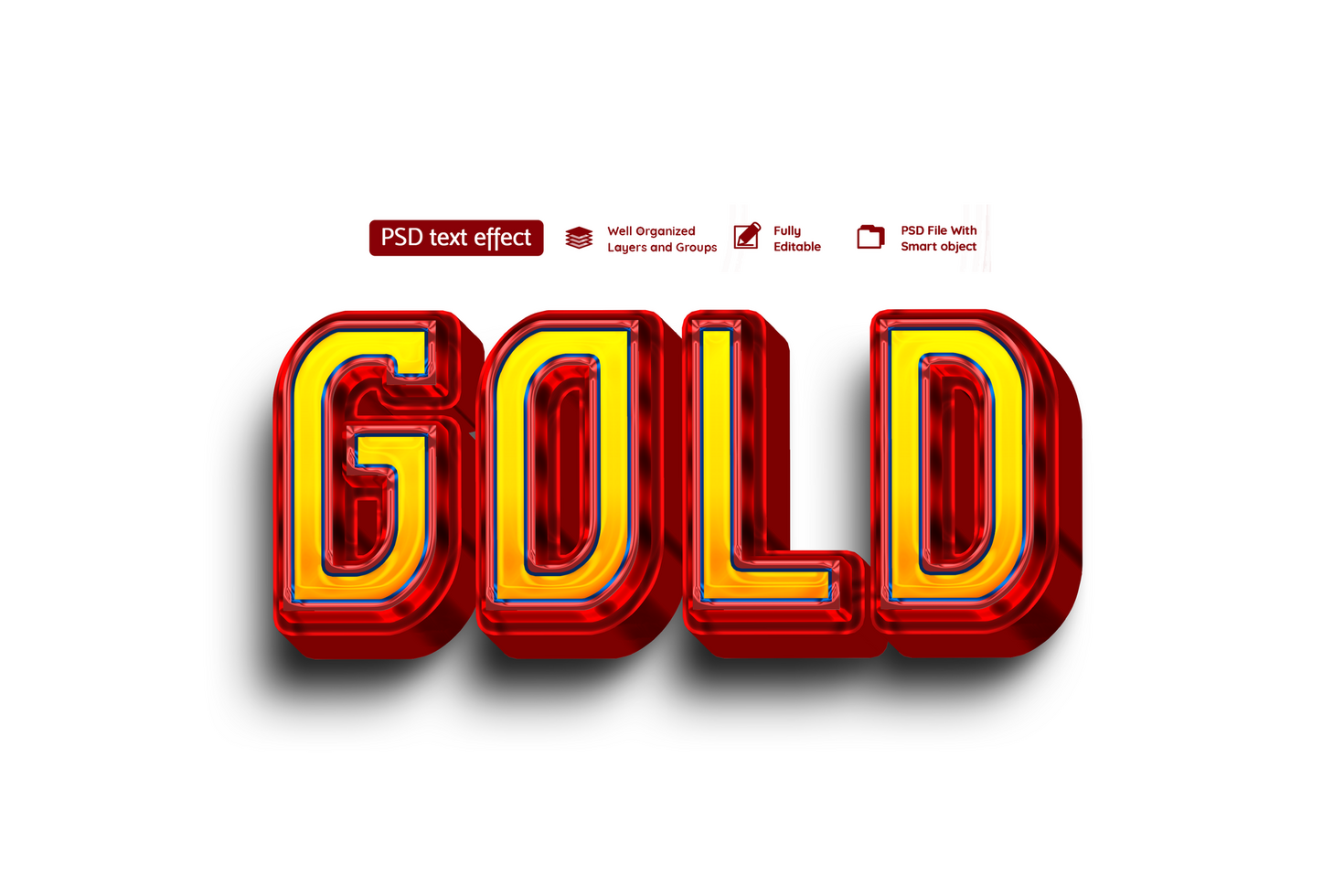 Red Gold Style Editable Text Effect psd