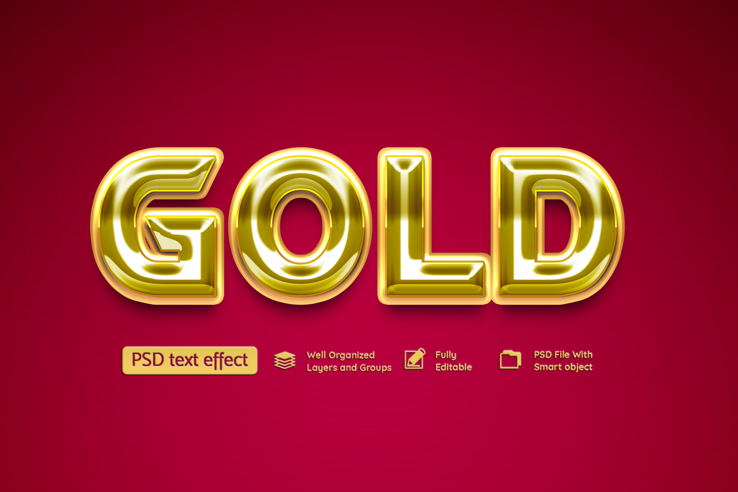 Gold 3D Style Text Effect psd