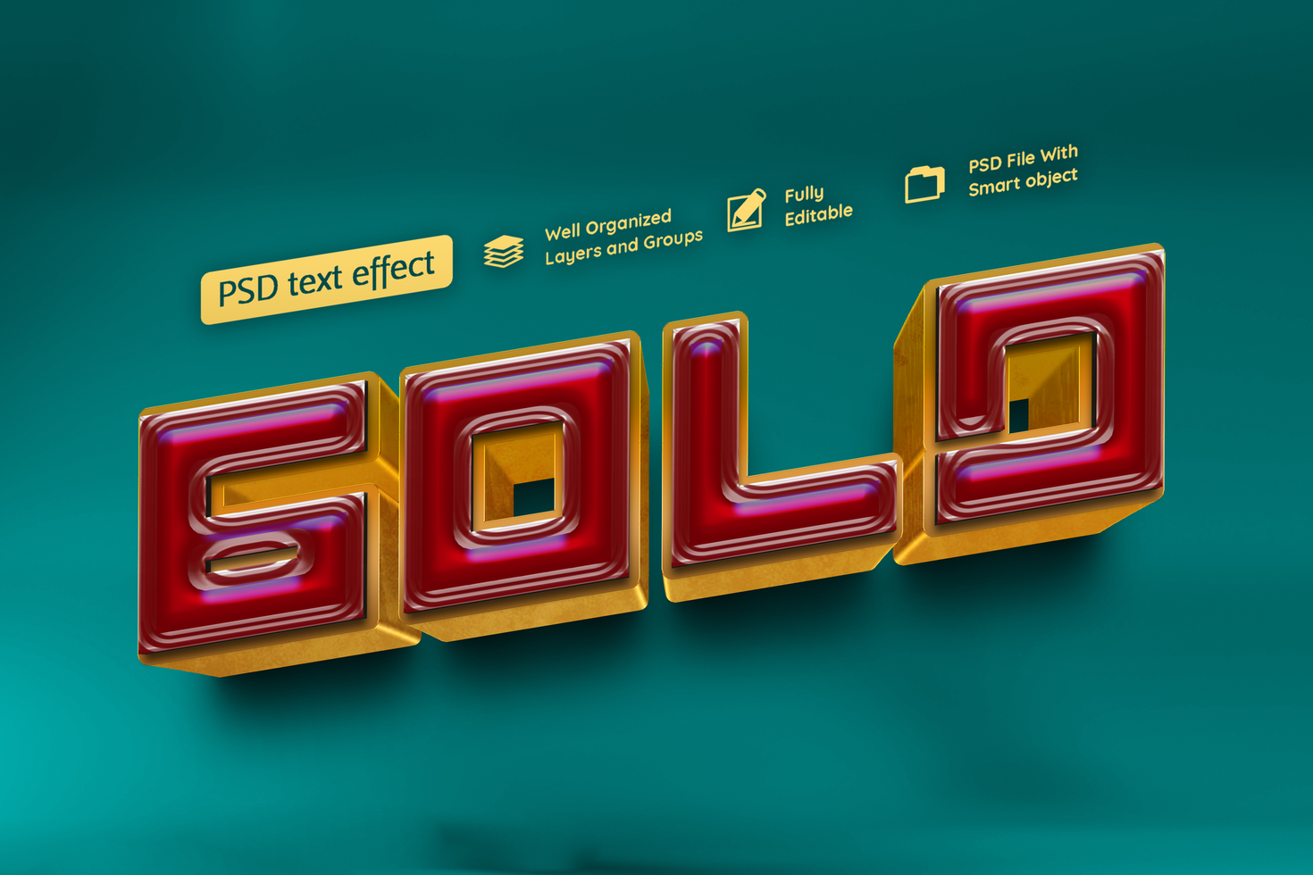 Gold 3D Embossed Text psd