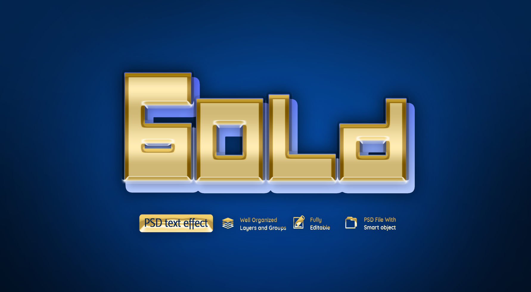 Gold Calm 3D embossed Text Effect psd