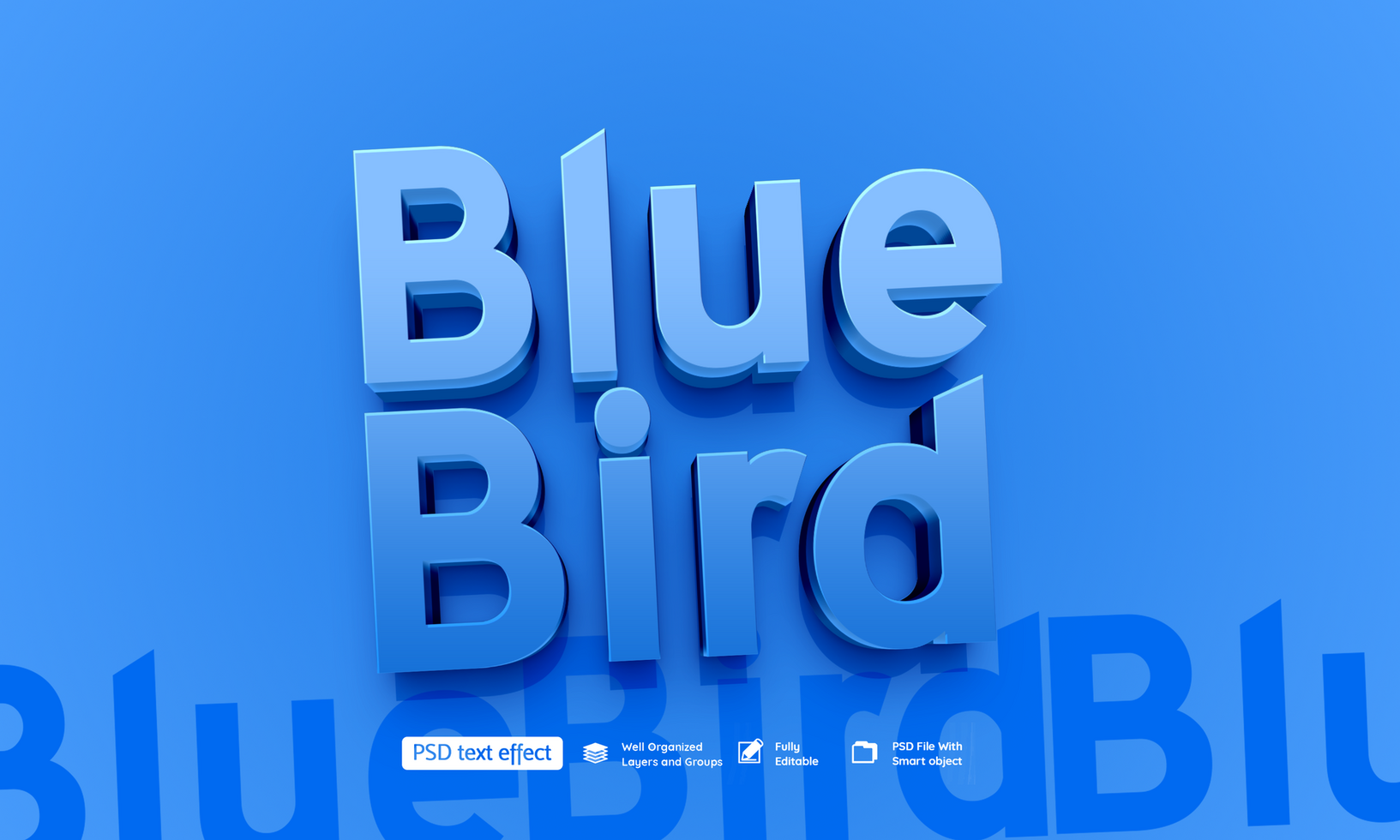 Blue Birds 3D editable text effect psd