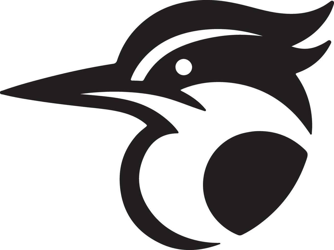 A minimalist black and white illustration of a bird head with a sharp beak design vector