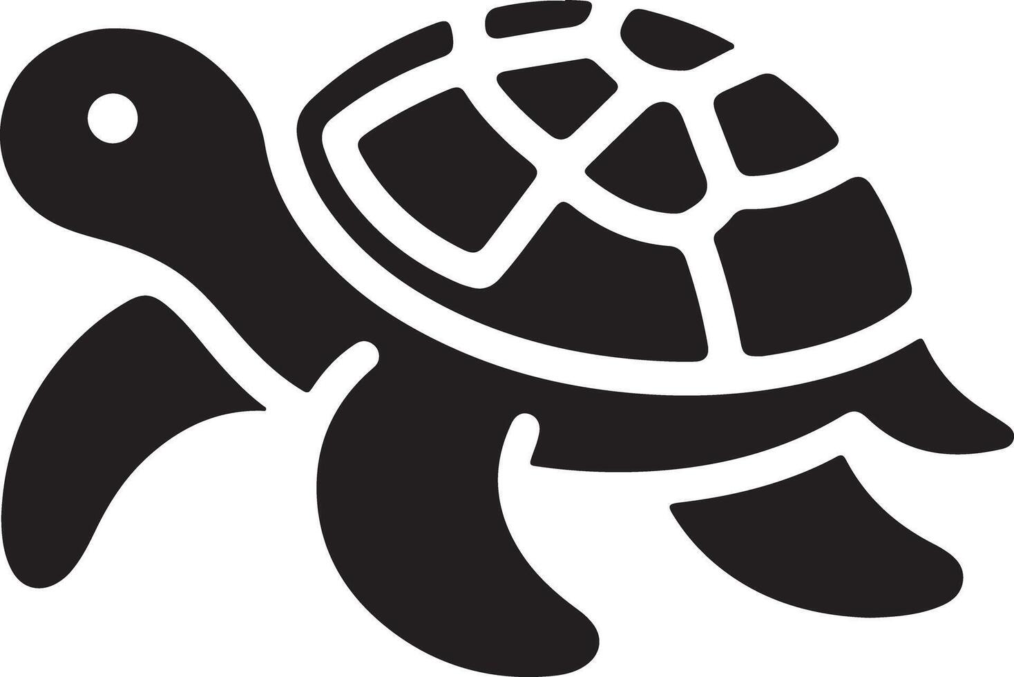 A simple black and white illustration of a turtle with patterned shell on white background vector