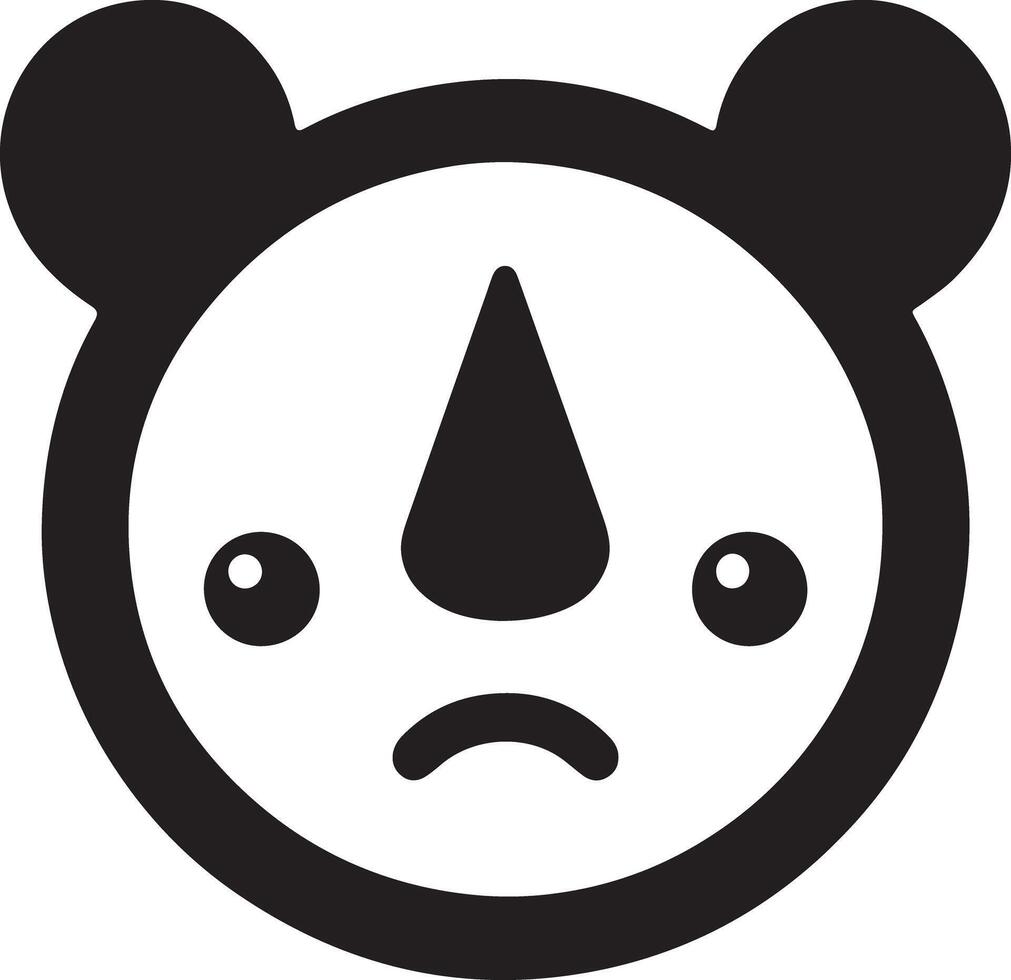 A stylized black and white illustration of a sad animal hybrid with bear ears vector