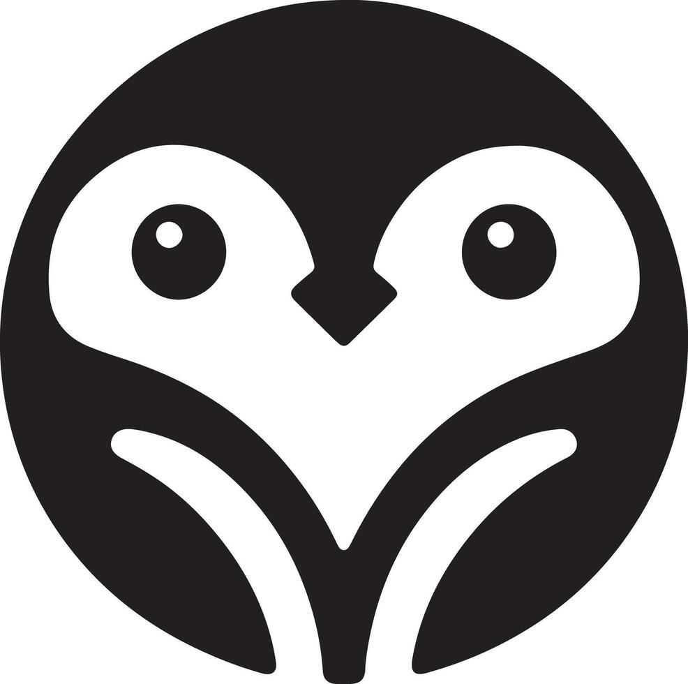 Stylized black and white penguin logo design with a circular shape on white background vector