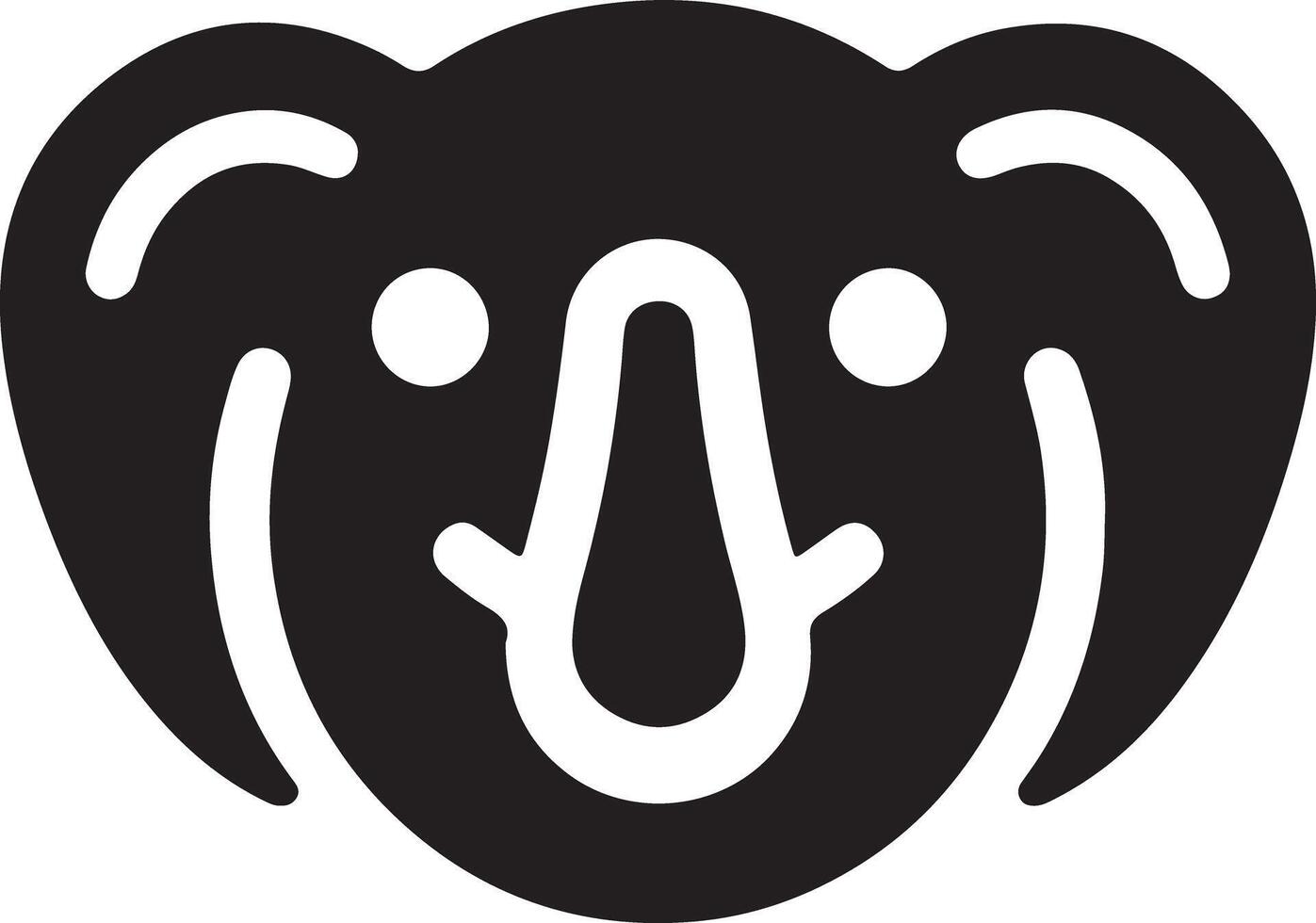 A simple black and white illustration of a koala bear face on a white background vector