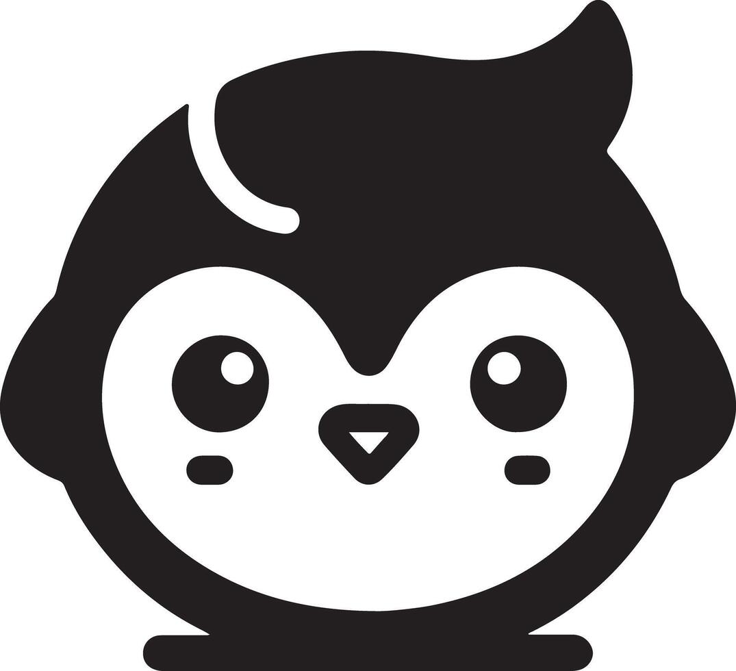 A black and white cartoon penguin head with a small tuft of hair on a white background vector