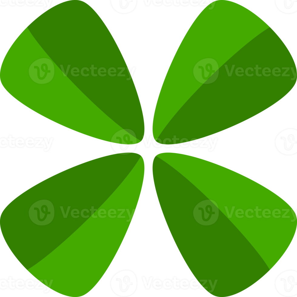 Four green clover leaf png