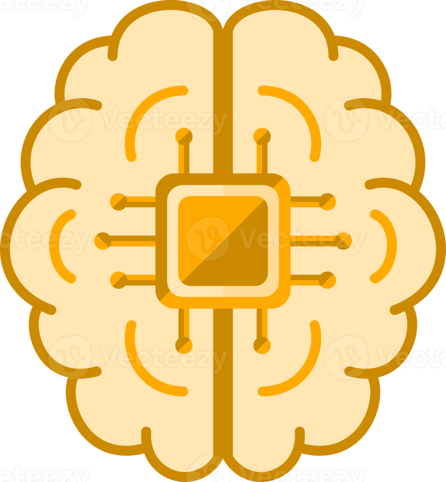 Yellow chip brain icon png