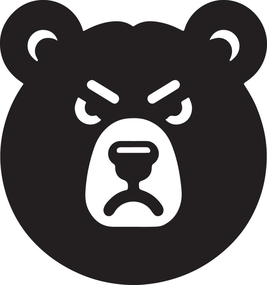 Stylized black bear head with angry expression on a white background design vector