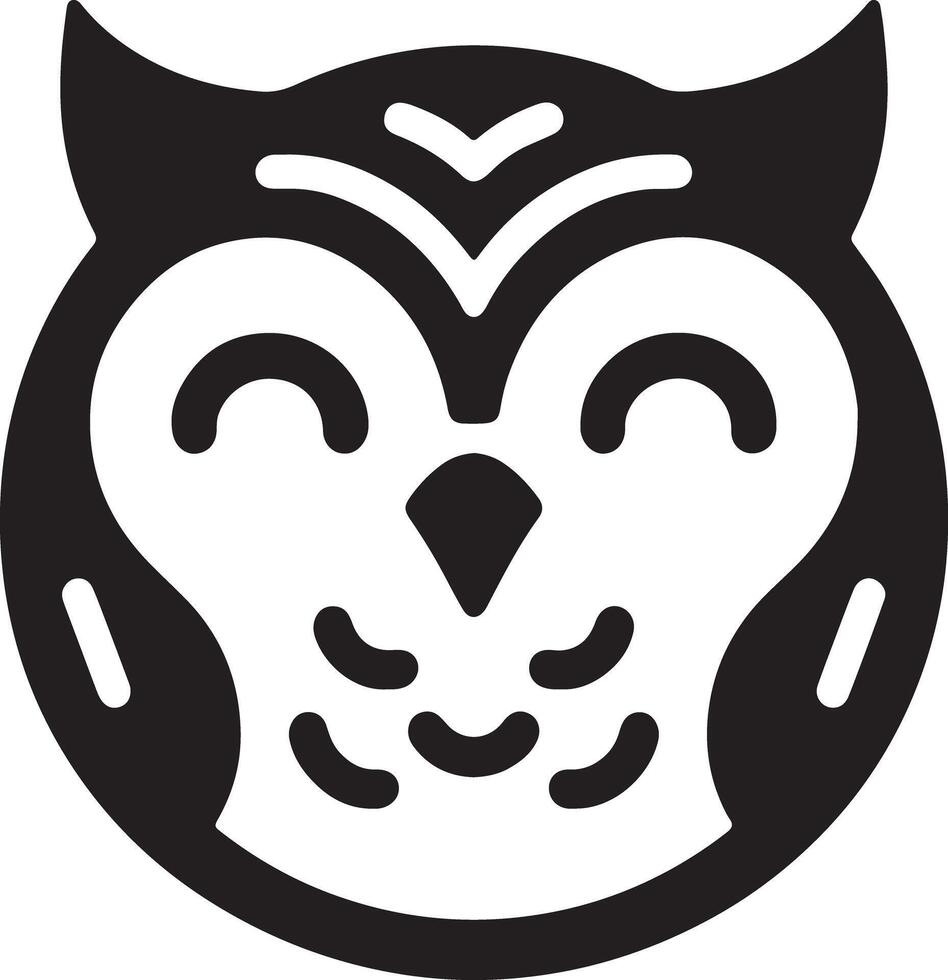 A stylized black and white owl face with curved elements on a white background vector