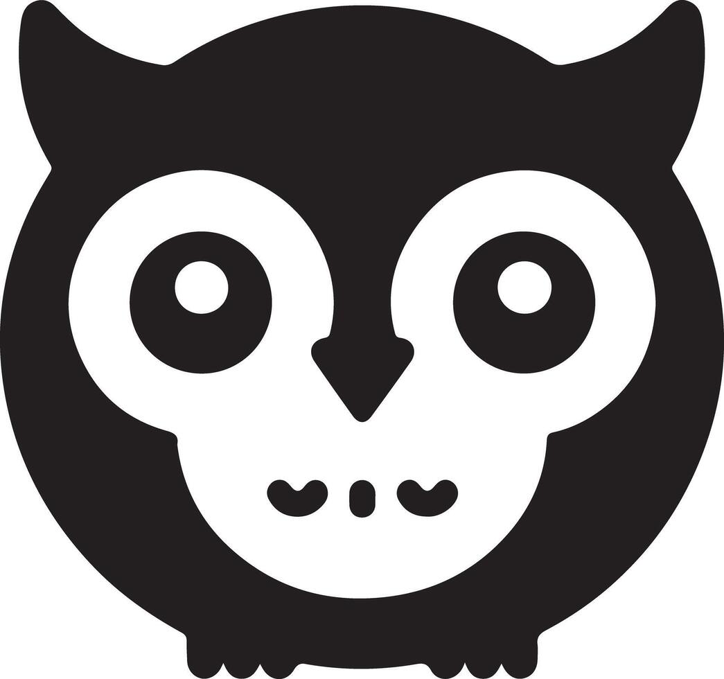 A stylized black and white owl with large eyes and small beak on a white background vector