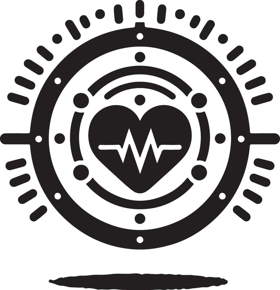 illustration of a heart with heartbeat line in a circle design element vector