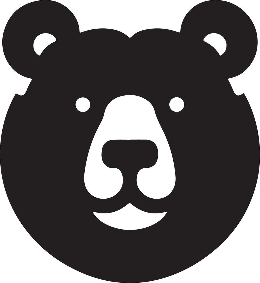 A simple black and white illustration of a bear's face with a friendly expression vector