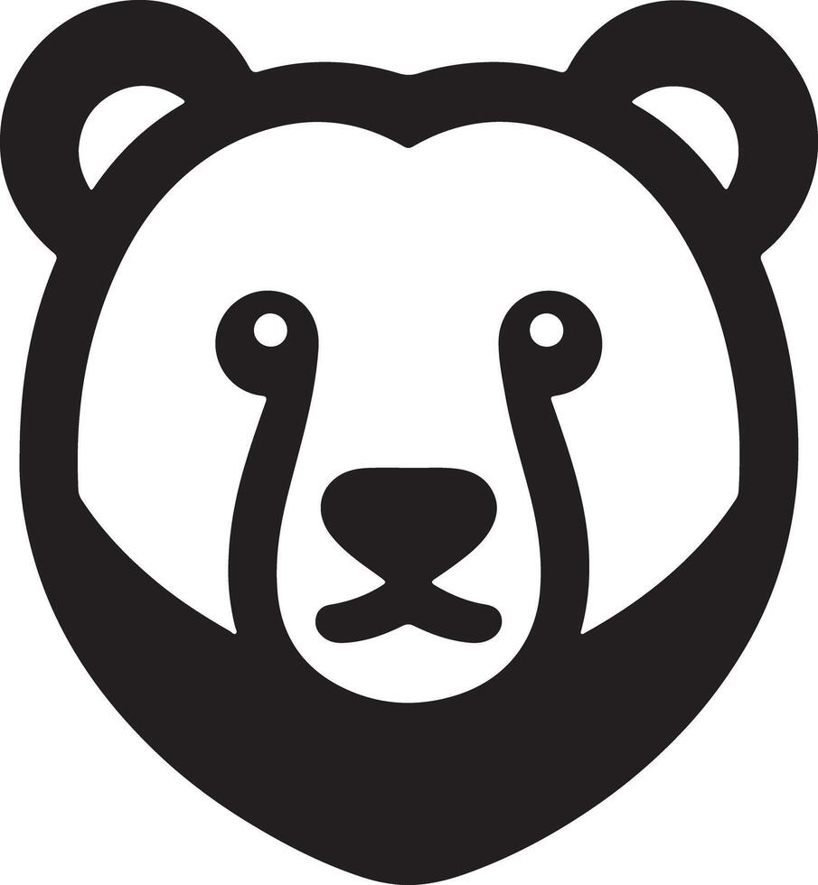 A simple black and white illustration of a bear head with a minimalist design style vector