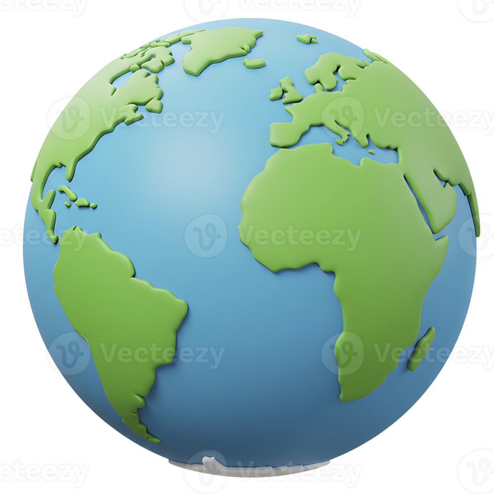 3d render of earth globe showing continents for geography education and global concepts png
