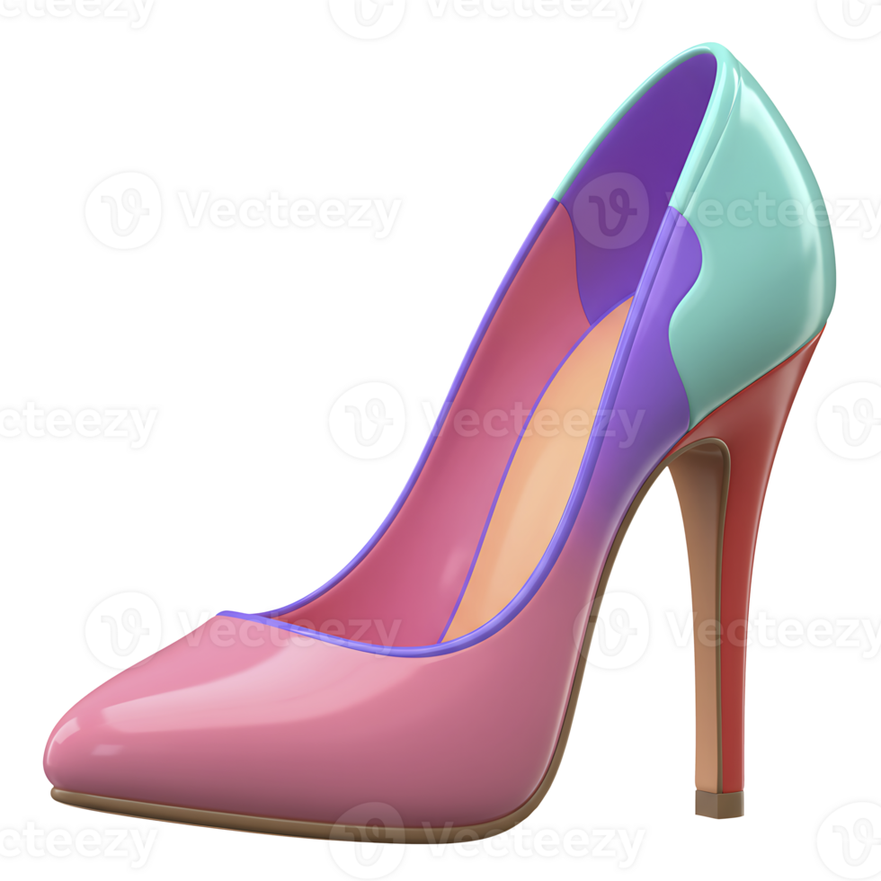 Stylish high heeled shoe with a modern design featuring a vibrant color palette png