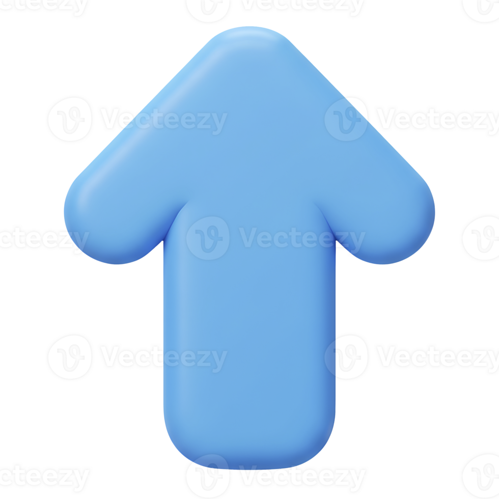 3d rendered sky blue arrow pointing upwards representing growth and direction png