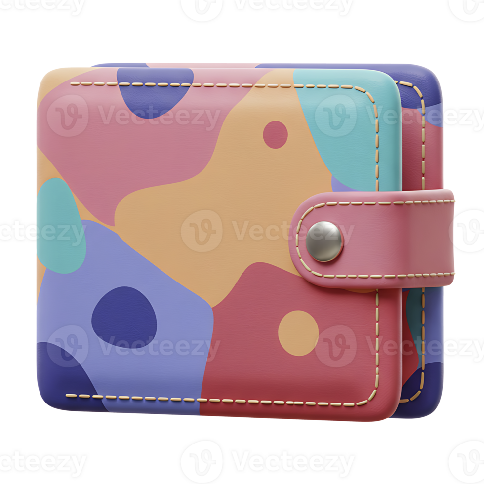 Colorful abstract wallet illustration with modern design and geometric shapes in pastel tones png