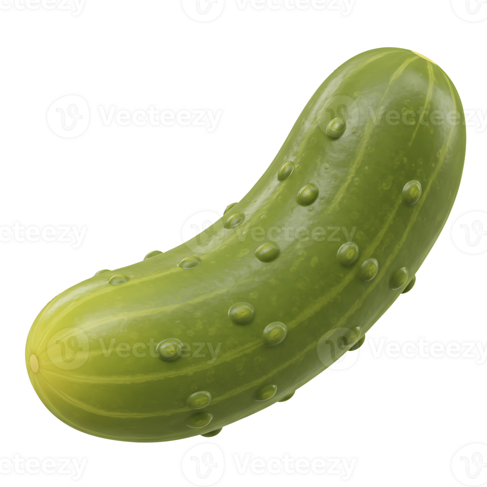 Fresh green pickle with water droplets isolated on a transparent background for food concepts png