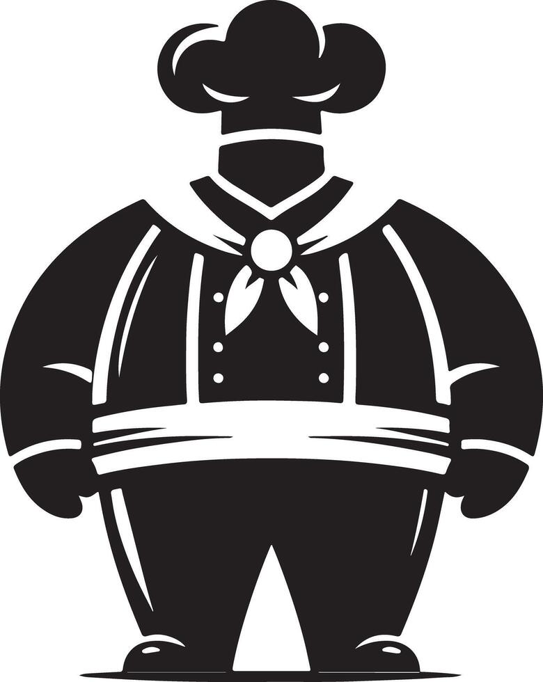 Illustration of a chef wearing a hat and uniform in black and white style art vector
