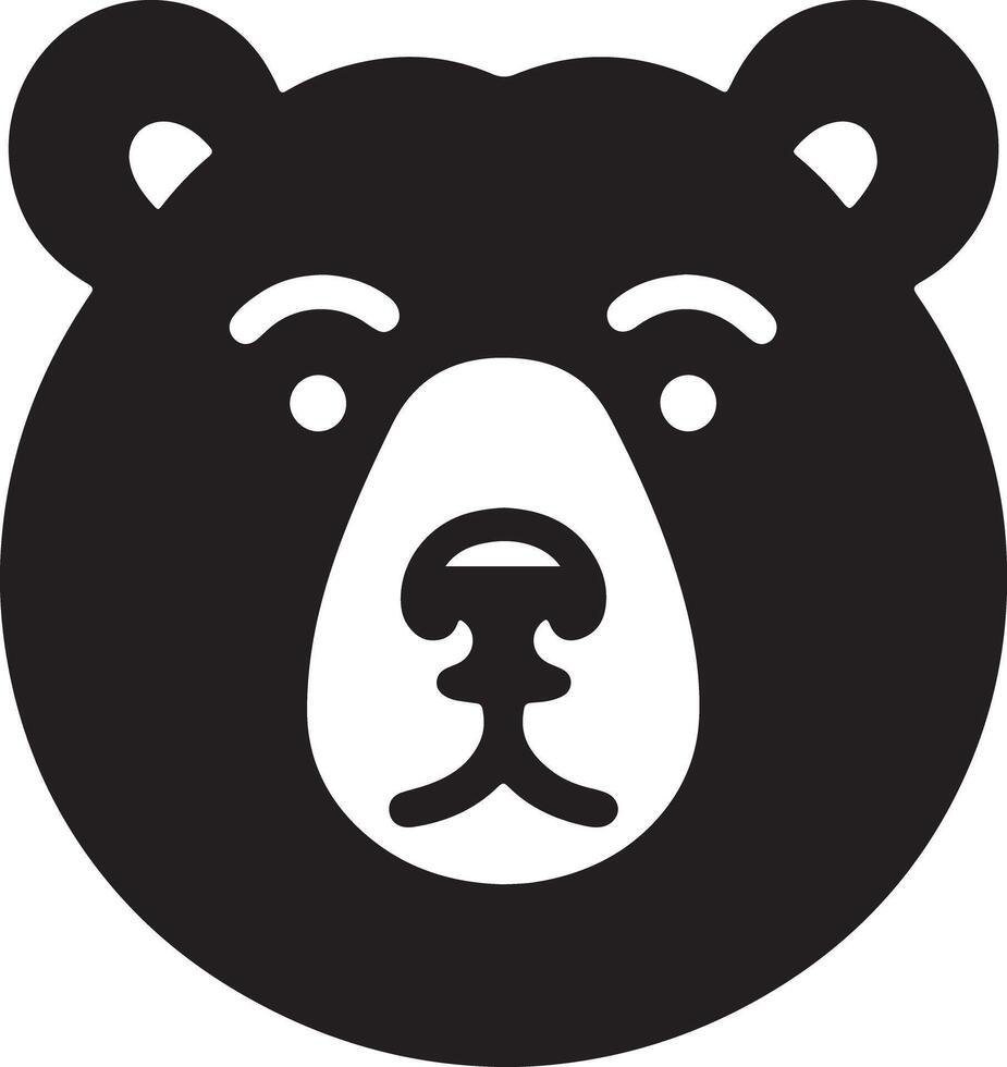 A simple black and white illustration of a bear head with a white background image vector