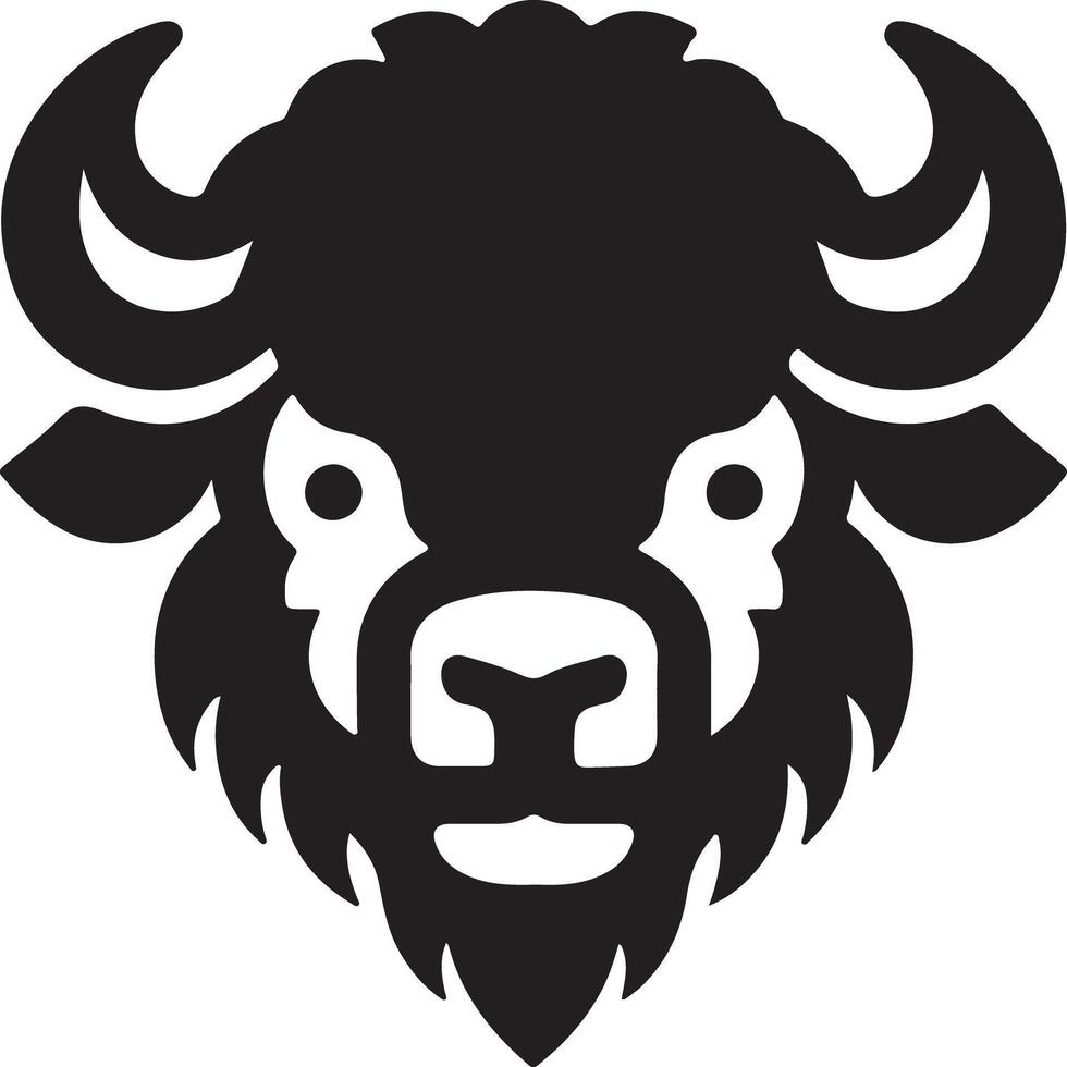 Illustration of a stylized bison head with curved horns on a white background vector