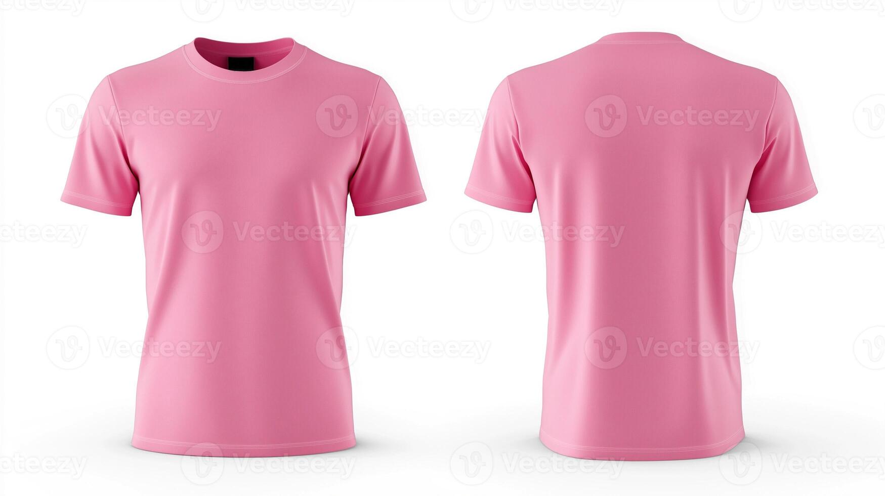Pink T-Shirt Mockup, Front and Back View, Isolated on White Background photo