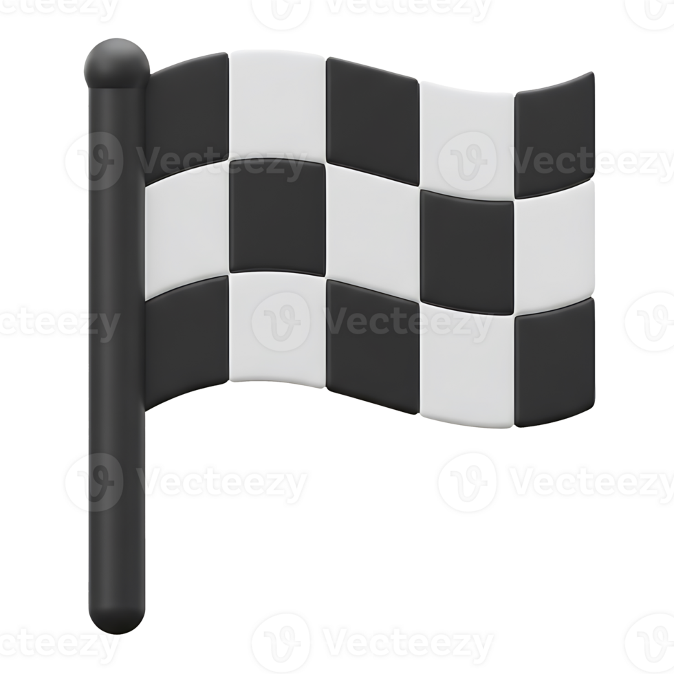 3d rendered checkered racing flag symbolizing finish line achievement and victory png