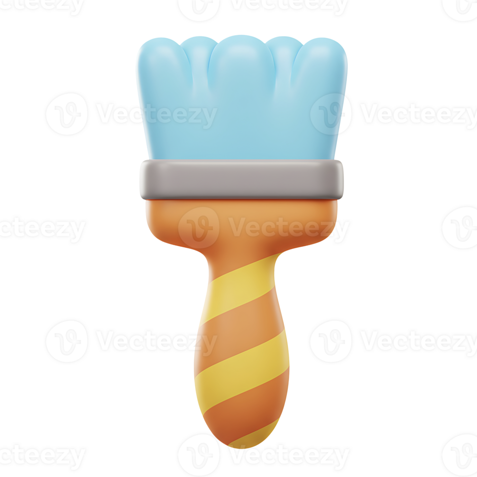 Vibrant 3d rendered paint brush illustration perfect for creative projects and designs png