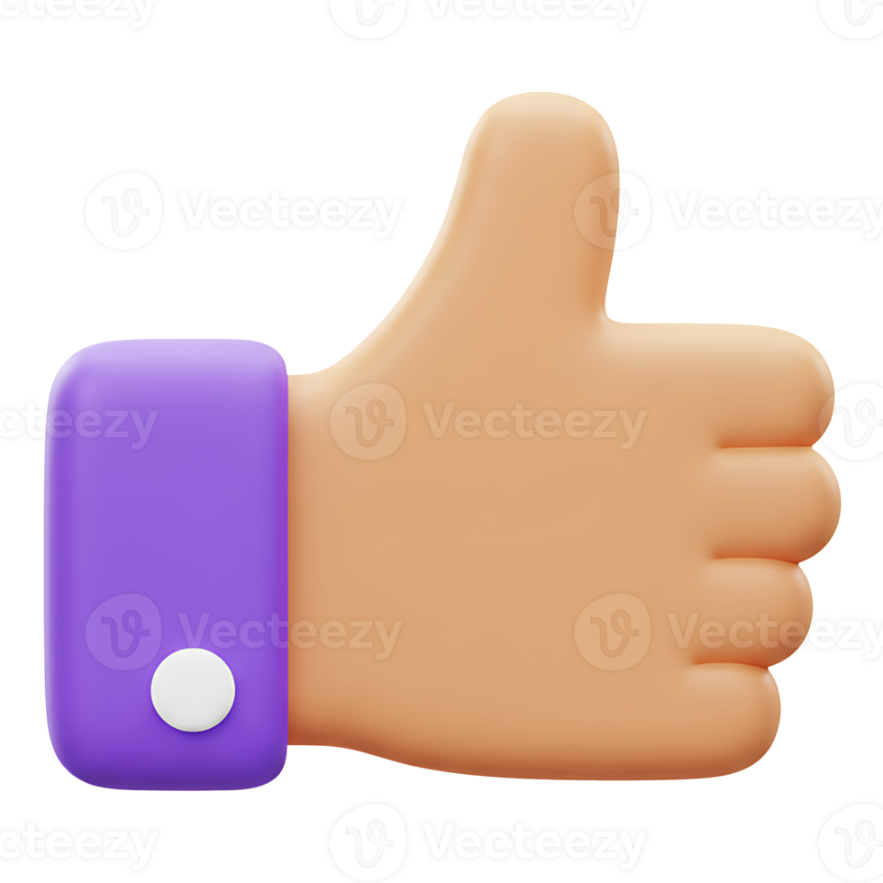 3d render of a thumb up gesture representing like approval and positive agreement png