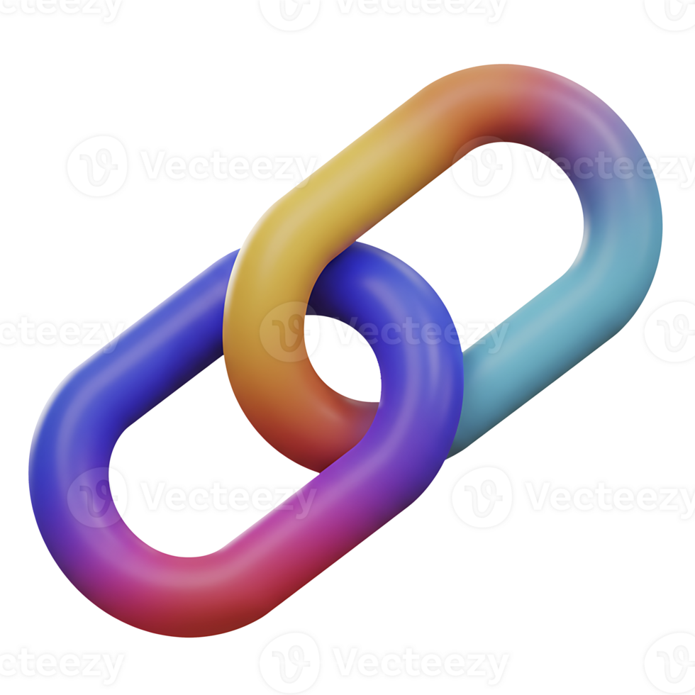 Gradient colored chain links representing connection teamwork and data or relationship building png