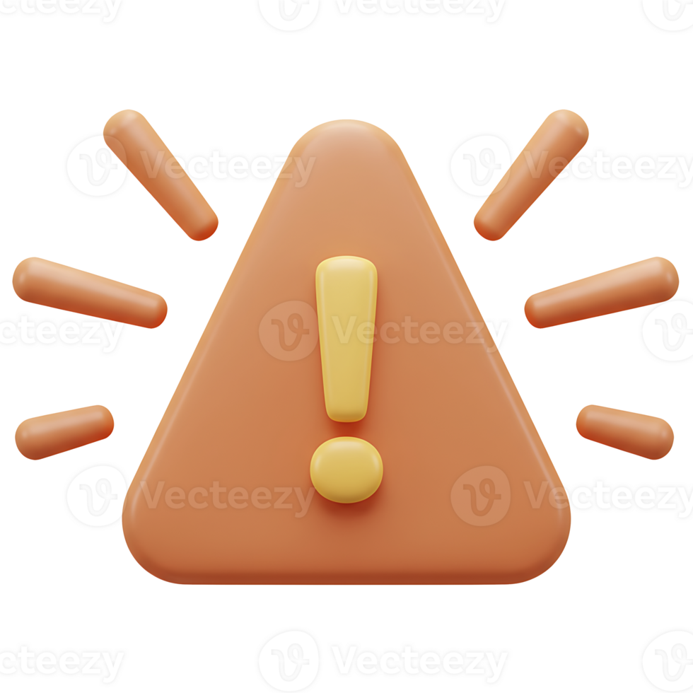 3d rendered warning sign symbolizing alert and caution against potential dangers png