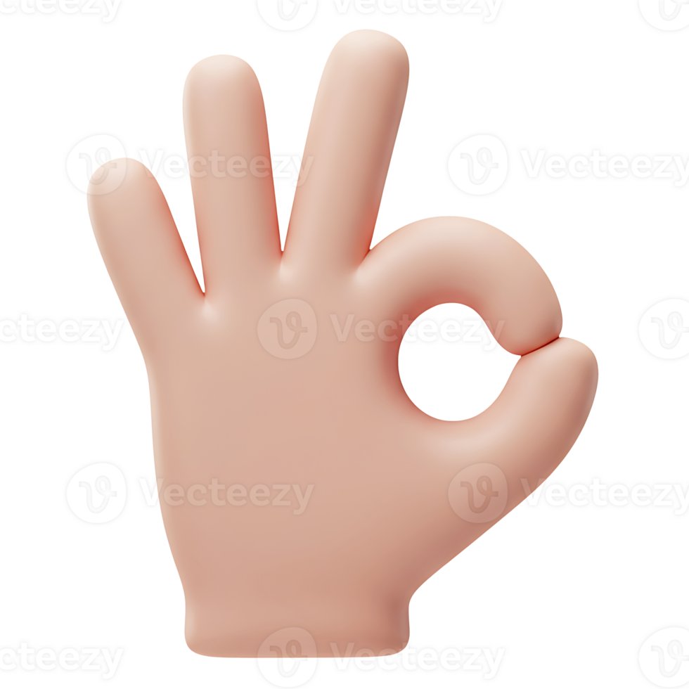 Cartoon hand gesture indicating ok affirmation symbol of positive and successful approval png