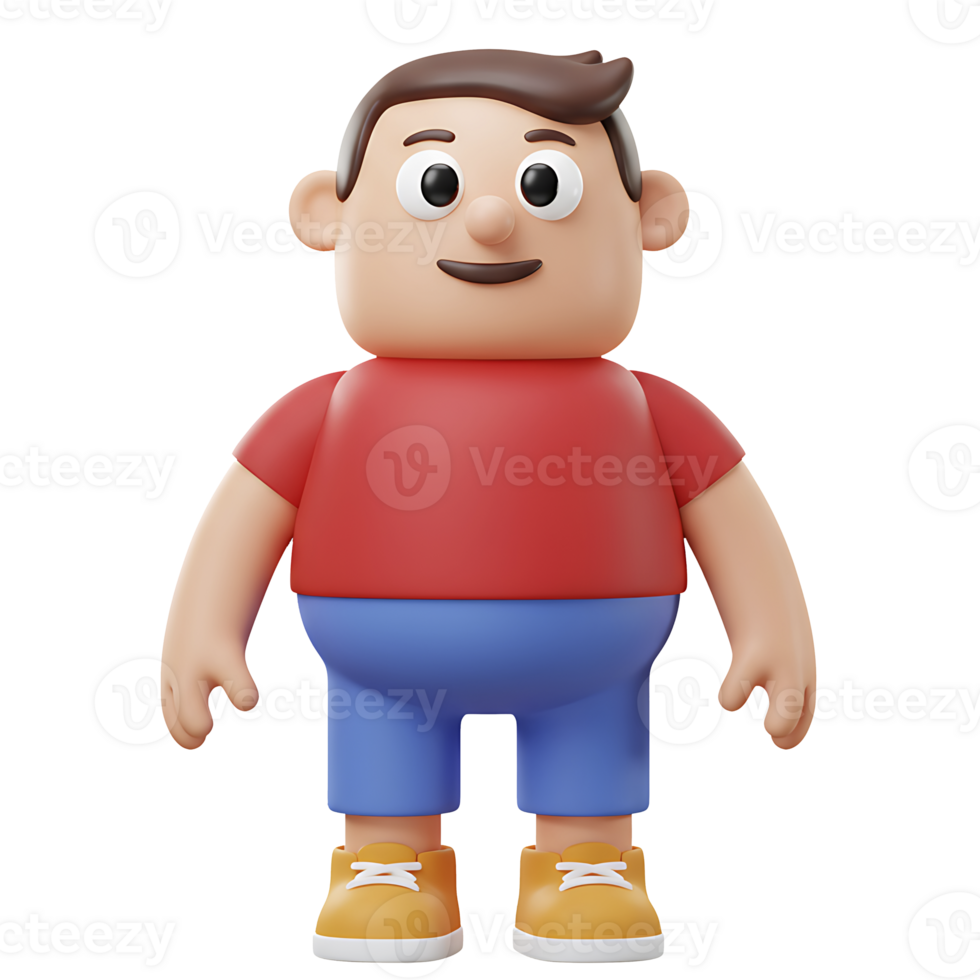 Cartoon illustration of a cheerful boy wearing casual clothes and smiling happily png