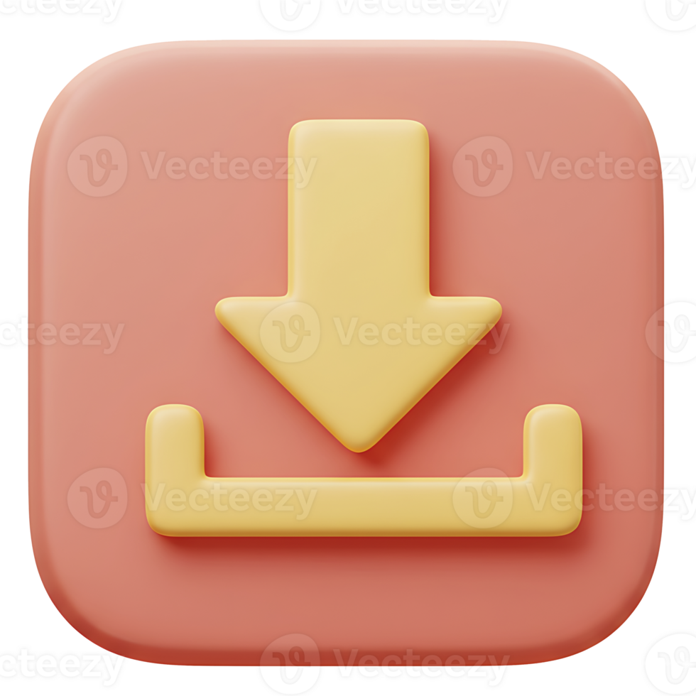 3d rendered illustration of a download icon on a soft pink and yellow background png