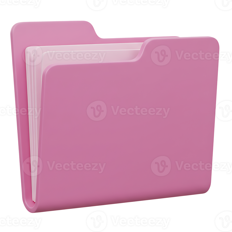 Pink file folder icon illustrating office and business documents and organization png