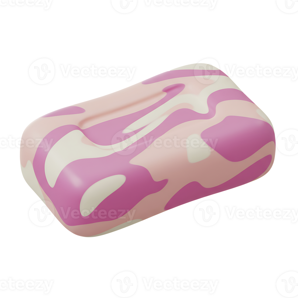 Stylish soap bar illustration in a modern swirl pattern with soft pink and white colors png