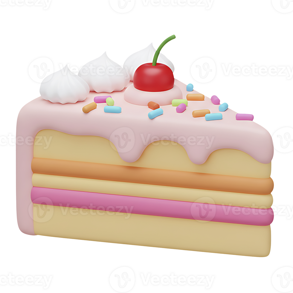 Colorful cartoon layered cake design featuring decorative toppings and vibrant sprinkles for celebration. png
