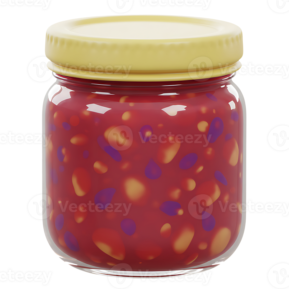 A jar of delicious preserved fruit filled with vibrant red and colorful pieces png