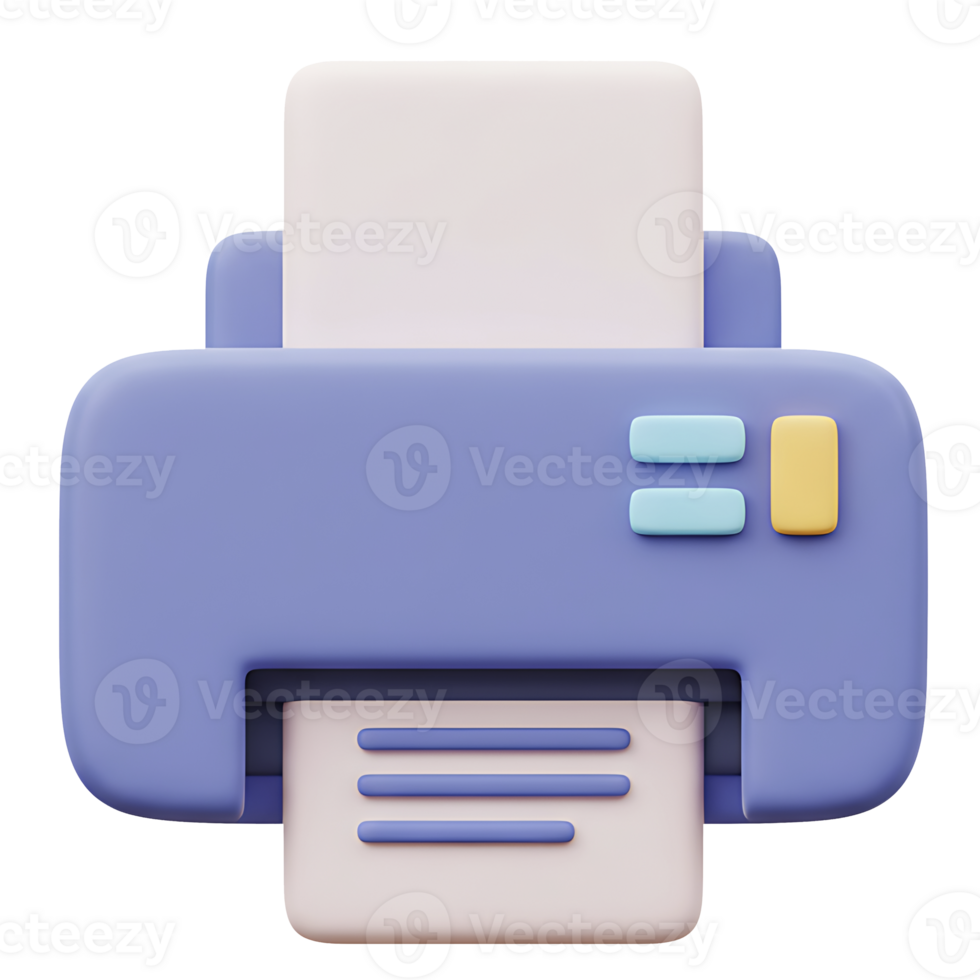3d render of a modern printer machine with paper ready for office printing png