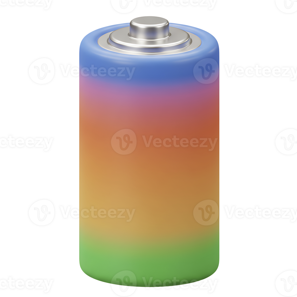 Colorful gradient battery design metallic silver top symbolizing power energy electrical supply png