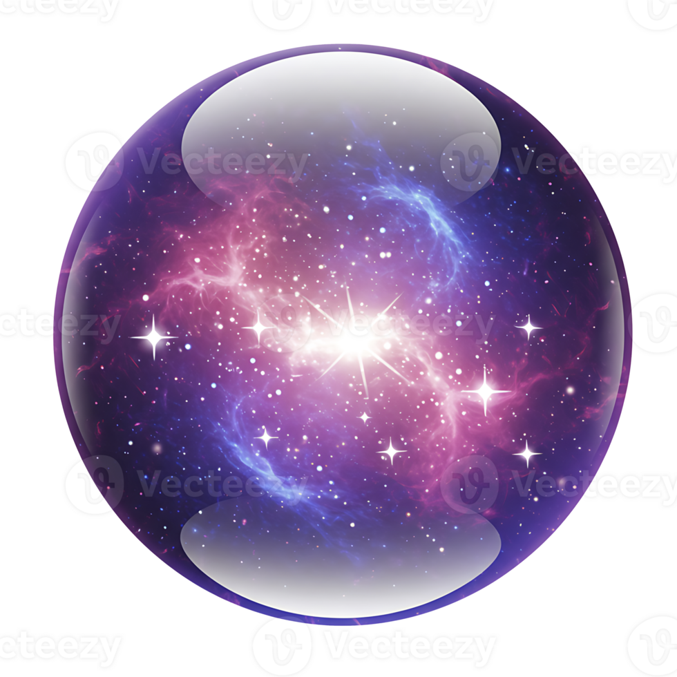 Purple sphere depicting a vibrant and beautiful nebula with sparkling stars in deep space png