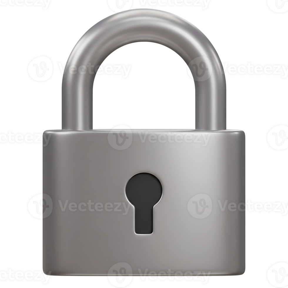 Realistic silver padlock icon illustrating security privacy and protection concept isolated png
