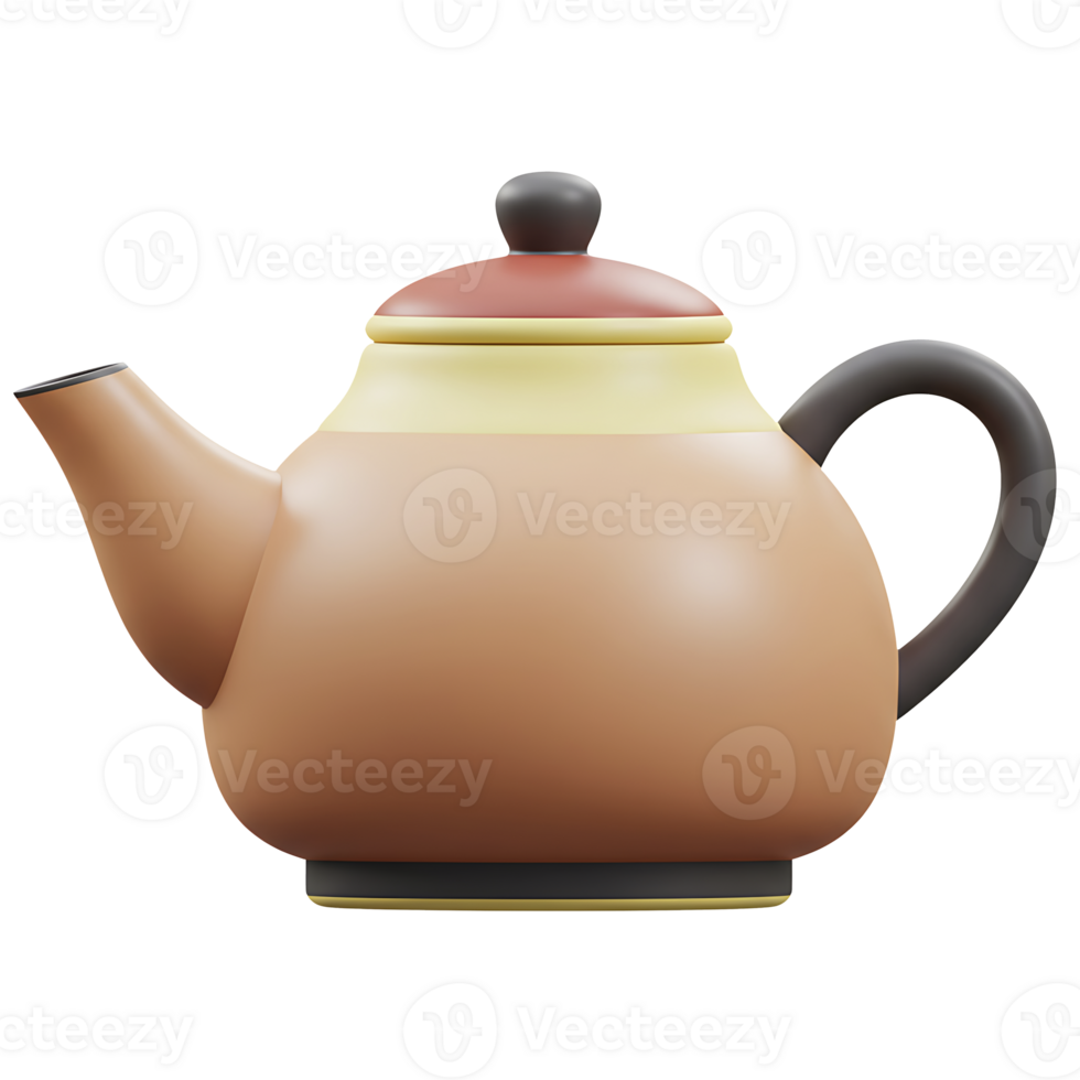 Elegant 3d render of a teapot in earth tones for beverages and hospitality png