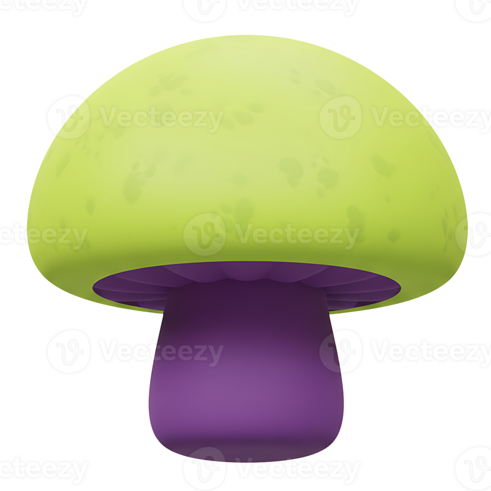 Vibrant green and purple mushroom illustration perfect for nature and fantasy designs png