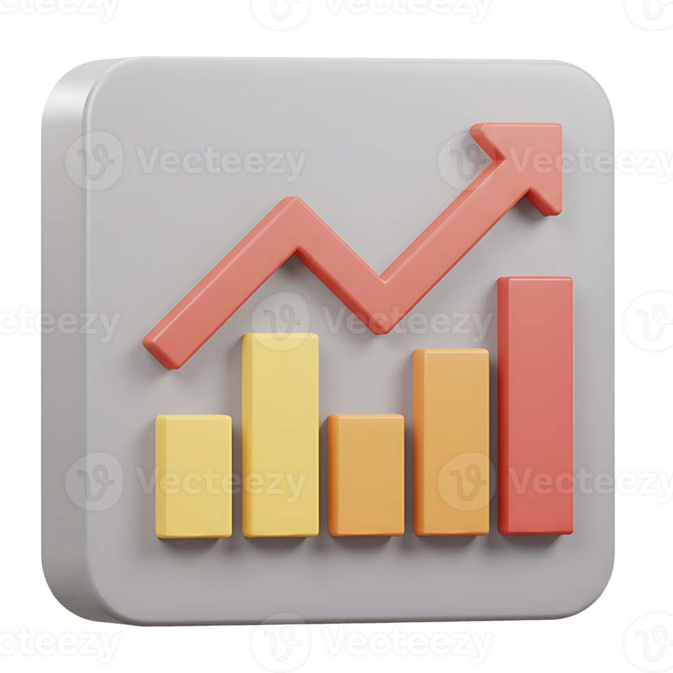3d render of a business growth and financial success chart diagram symbol png