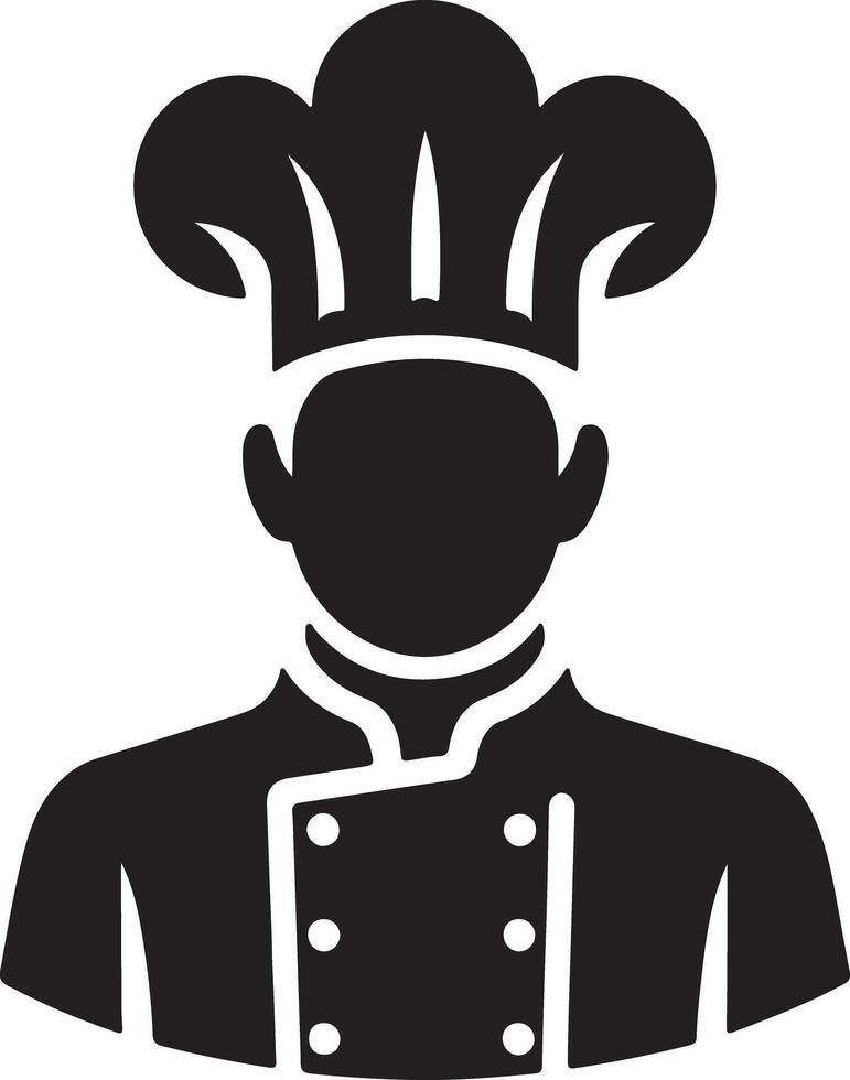 Silhouette of a chef wearing a chef's hat and uniform with white background art vector