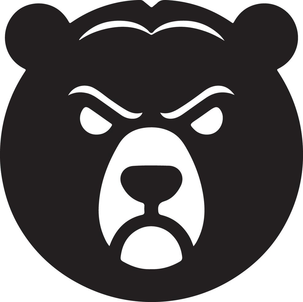 An angry bear head in black and white with a menacing expression on a white background vector
